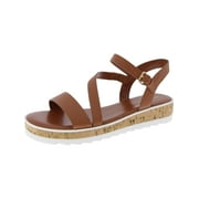 Marc Fisher Womens Grandie Faux Leather Adjustable Wedge Sandals